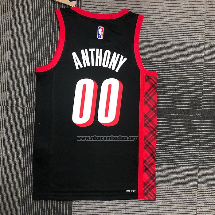 Camiseta Portland Trail Blazers Carmelo Anthony NO 00 Ciudad 2021-22 Negro